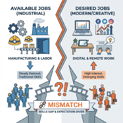 求人と希望職種のミスマッチ