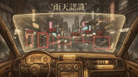 Autonomous Driving HUD in Rain